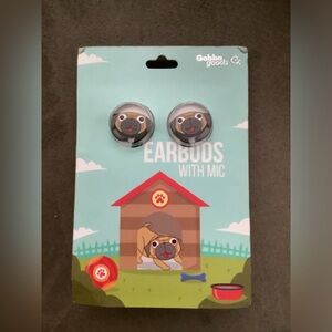 Gabba Goods Pug Themed Earbuds with a microphone